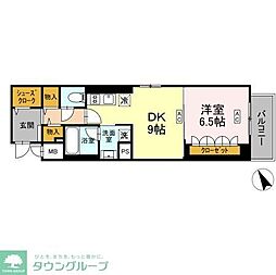 ロイジェント平井 1DKの間取図画像