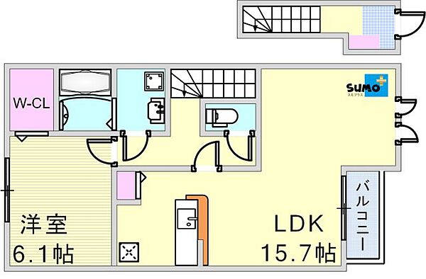 ファミールモノモリ 203｜兵庫県明石市大久保町西島(賃貸アパート1LDK・2階・54.00㎡)の写真 その2