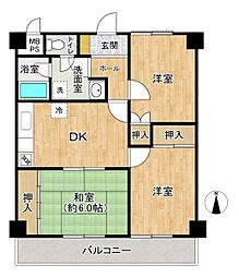 三旺マンション原駅前 3DKの間取図画像