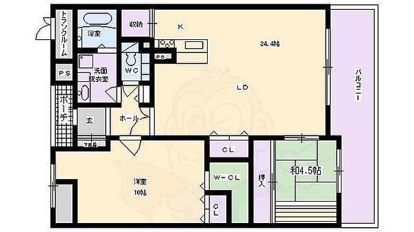 大阪府大阪市住吉区帝塚山東１丁目(賃貸マンション2LDK・2階・112.84㎡)の写真 その2