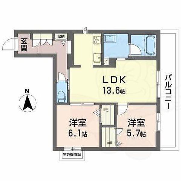 大阪府堺市北区長曽根町(賃貸アパート2LDK・2階・61.25㎡)の写真 その2