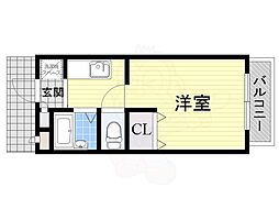 エレガンタナカ 2階ワンルームの間取り
