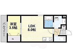 JR阪和線 浅香駅 徒歩12分の賃貸アパート 3階1LDKの間取り