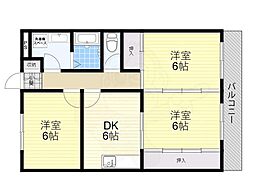 レクリオ谷 3DKの間取図画像