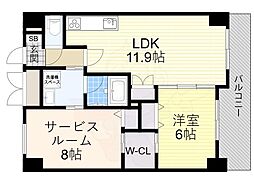 シャンピア西田辺 1SLDKの間取図画像