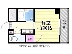 リヴィエール弐番館 1Kの間取図画像