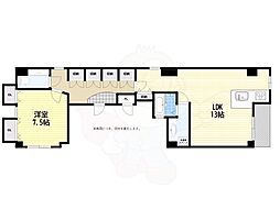 シティーコート北瓦町 1LDKの間取図画像