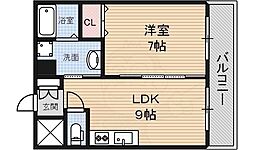 シティーコート南瓦町 1LDKの間取図画像