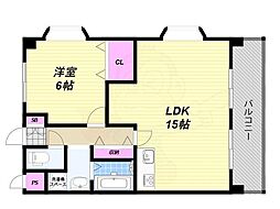 ロイヤルキタノ 1LDKの間取図画像
