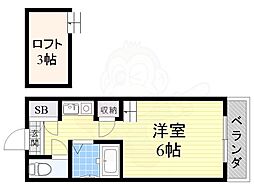シャルマンフジ住吉壱番館 1Kの間取図画像