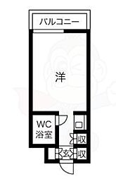 リュウパレス ワンルームの間取図画像