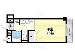 グランコートB棟 ワンルームの間取図画像