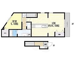 堺市東区野尻町アパート 1LDKの間取図画像