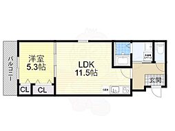 堺市北区百舌鳥梅町1丁アパート 1LDKの間取図画像