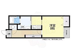 フォーレスト中百舌鳥 1Kの間取図画像