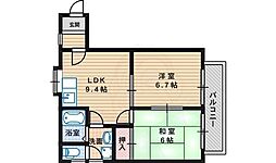 カステル.ヌォーボ 2LDKの間取図画像