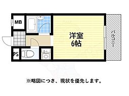 リープハーベン北花田 ワンルームの間取図画像