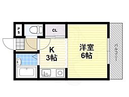 南風マンション 1Kの間取図画像