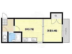 リレックス上住吉 1DKの間取図画像