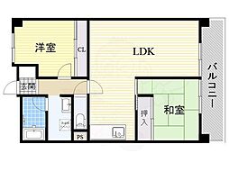パークテラス北花田 2LDKの間取図画像