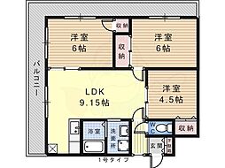 モズスクエア 3LDKの間取図画像
