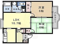 けやきハイツ 2LDKの間取図画像
