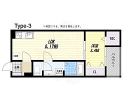 松原市高見の里3丁目アパート 1LDKの間取図画像