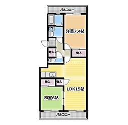 ドルフ高松台 2LDKの間取図画像