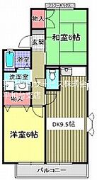 ドリームハウスB 2DKの間取図画像