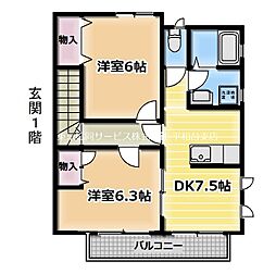 リュエル光が丘2 2DKの間取図画像