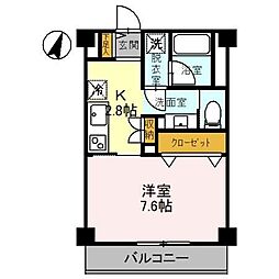 アース 3階1Kの間取り