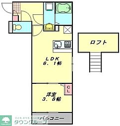 さいたま市見沼区東大宮4丁目アパート 1LDKの間取図画像