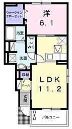 アクアビサイドコンフォルト1 1LDKの間取図画像