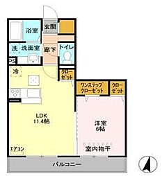 アベリア 1LDKの間取図画像