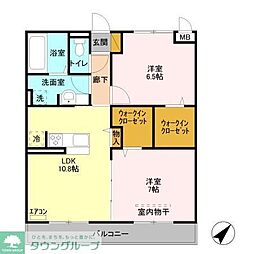 リリオコート 2LDKの間取図画像