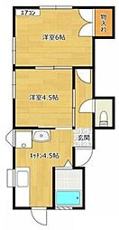 加藤コーポ 2Kの間取図画像
