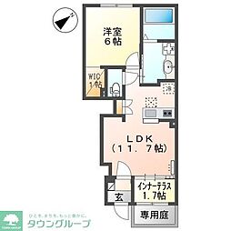 ルミナス・ウイング 1LDKの間取図画像