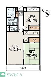 浦和エメラルドグリーン 2LDKの間取図画像