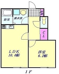 ベルグランド 1LDKの間取図画像