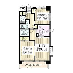 ディアプレイス 2LDKの間取図画像