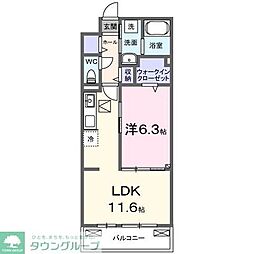 さいたま市桜区道場2丁目アパート 1LDKの間取図画像
