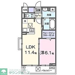 さいたま市桜区道場2丁目アパート 1LDKの間取図画像