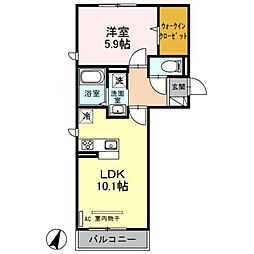 エクシー大宮 1LDKの間取図画像