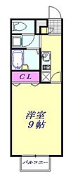 アムールクレフ 1Kの間取図画像