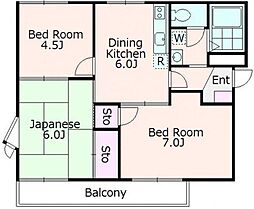 ジュネスベルE 3DKの間取図画像