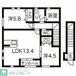 バーチュー・ドゥエリング 1LDKの間取図画像