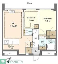URAWA THE TOWER 2LDKの間取図画像