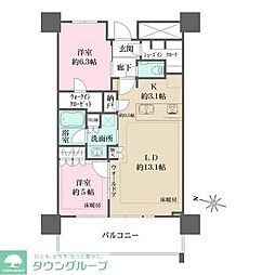 URAWA THE TOWER 2LDKの間取図画像