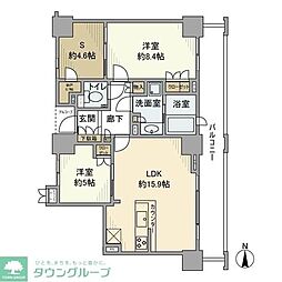 プラウドタワー武蔵浦和ガーデン 2SLDKの間取図画像