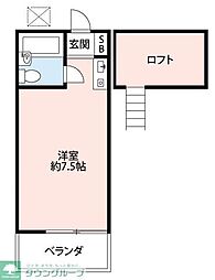 メゾン中尾第1B 1Kの間取図画像
